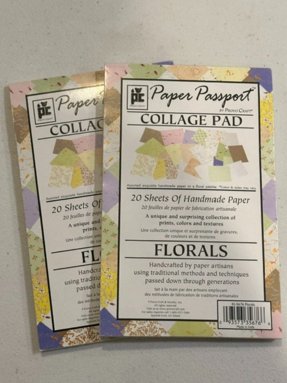 ALMOST NEW-Provo Craft Paper Passport Collage Pad Floral Handmade Paper-Set of 2